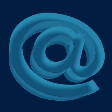 chiocciola simbolo email colore blu